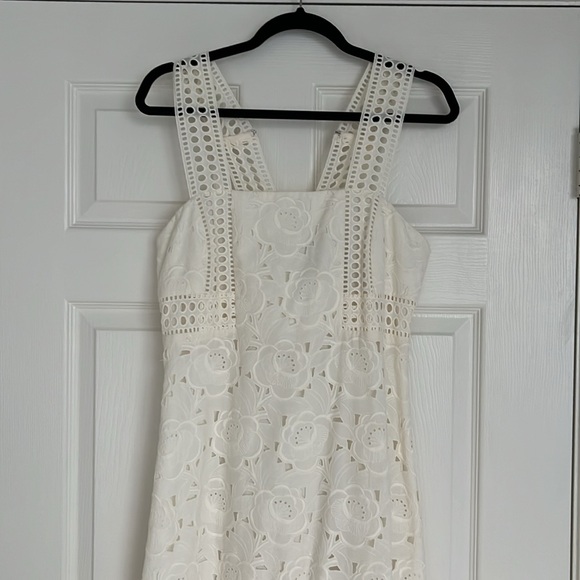 J. Crew Collection Ivory Austrian Eyelet Lace Midi Dress - Picture 8 of 15